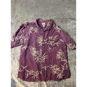 Tommy Bahama Shirt Adult Medium Purple 100%‎ Silk Short Sleeve Casual Men's